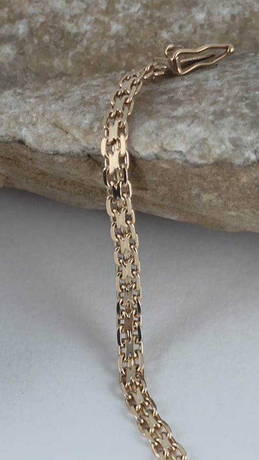 14K Yellow Gold Bismark Link Bracelet, Solid Gold!