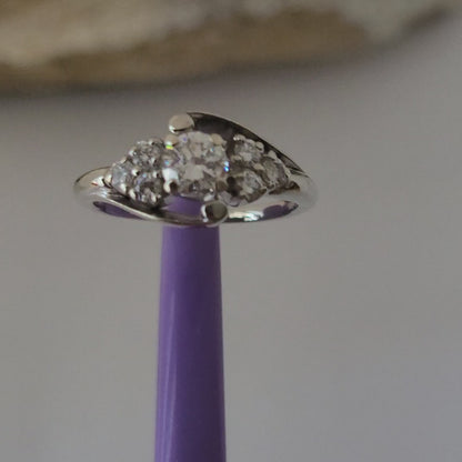 ❤️14k Size 6.5 Precious Solid White Gold Genuine Diamond Ring!