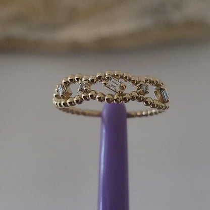 14k Yellow Gold Diamonds Band Ring Size 7 Solid Gold!