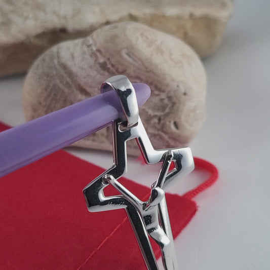 18K White Gold Modern Open-Design Crucifix Cross Pendant – Made in Italy