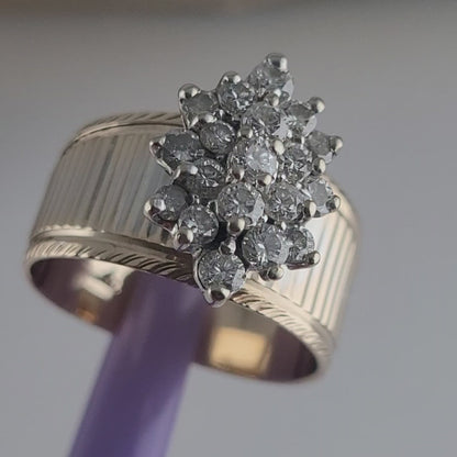 14K Yellow Gold Natural Diamonds Cluster Ring Size 7.75 - Solid Gold