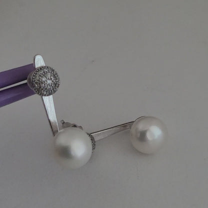 ❤️925 Lovely Sterling Silver Fresh-Water Pearl and CZ Earrings!