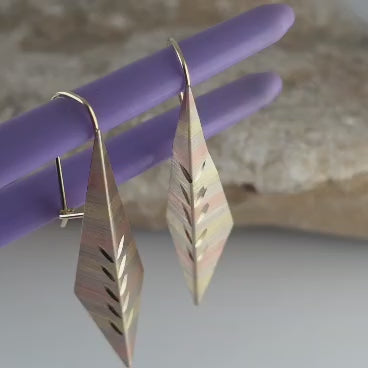 14K Three-Tone Solid Gold Dangle Earrings, French Hook!
