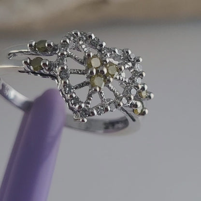 10K White Gold Heart-Shaped Genuine Diamonds Ring Size 7 - Solid Gold