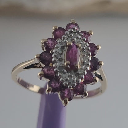 14K Yellow Gold Rubies and Diamonds Ring Size 6 - Solid Gold