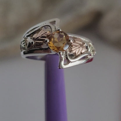 ❤️12k Solid Gold & Sterling Silver Ring Size 5 Citrine Black Hills Style!