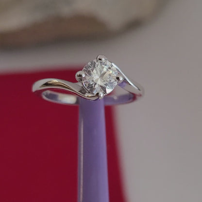 14k Size 6.25 Fancy Solid White Gold Cubic Zirconia Solitaire Ring!