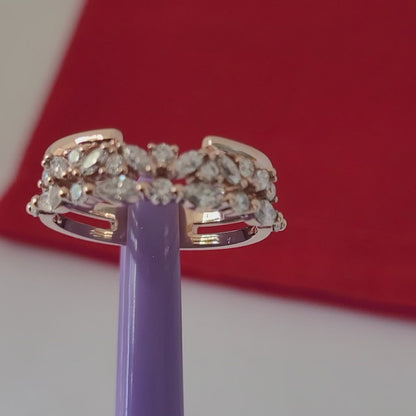 14K Rose Gold  Diamonds Tiara Ring Size 7.5 Solid Gold