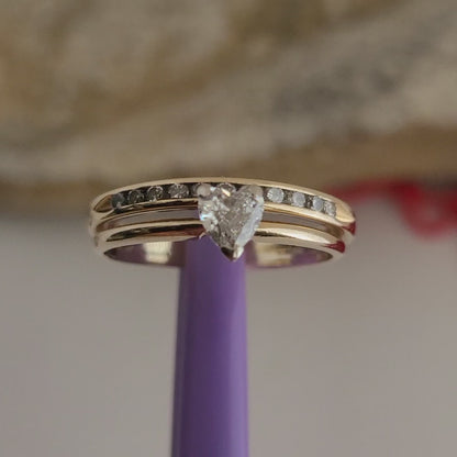 ❤️14k Size 7 Amazing Solid Yellow Gold Genuine Diamonds Two Rings (Joined)!