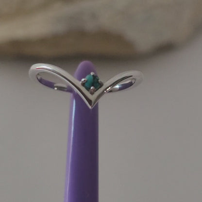 ❤️14k White Gold Turquoise Chevron Ring Size 7 Solid Gold