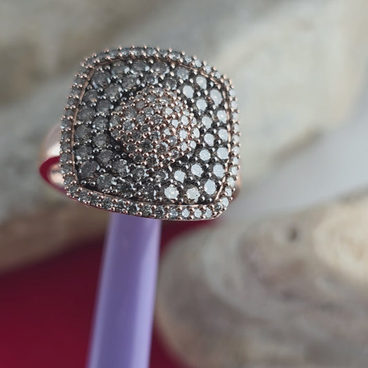 $6500 LeVian 14K Rose Gold Genuine Chocolate & Vanilla Diamonds Ring Size 7 - Solid Gold!