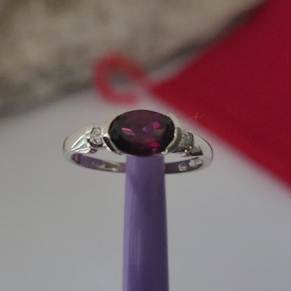 ❤️14k Size 4.5 Precious Solid White Gold Tourmaline and Diamonds Ring!