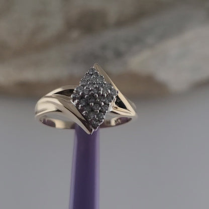 10K Yellow Gold Genuine Diamonds Cluster Ring Size 6 Solid Gold