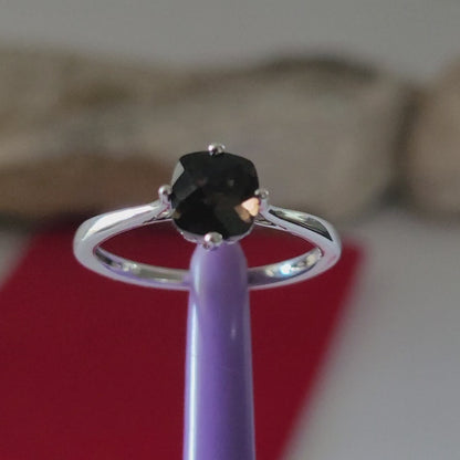 14K Solid White Gold Smoky Quartz LeVian Ring Size 7 Solid Gold