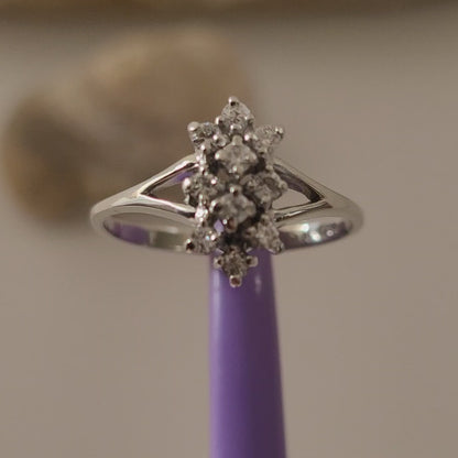 ❤️14k 6.75 Size Lovely Solid White Gold Genuine Diamonds Ring!