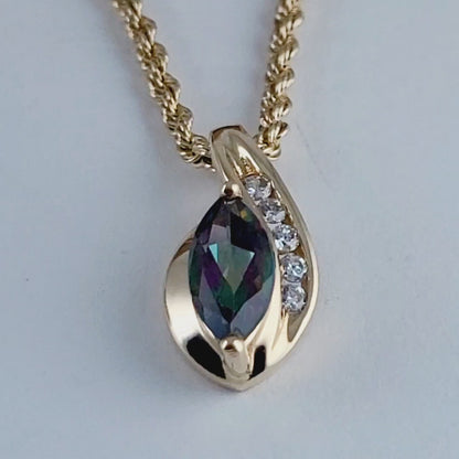 10K Yellow Gold Rope Chain and Mystic Pendant!