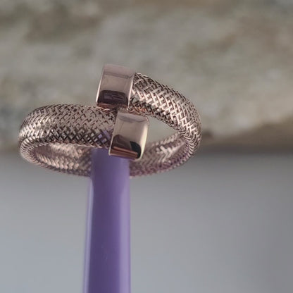 10K Rose Gold Flexible Mesh Ring Size 6.5, Made in Italy - Solid Gold