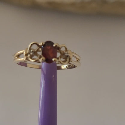 10K Yellow Gold Citrine Madeira and Diamonds Ring Size 7 Solid Gold