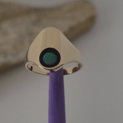 ❤️14k Size 6.75 Beautiful Solid Yellow Gold Black Onyx Opal Ring!