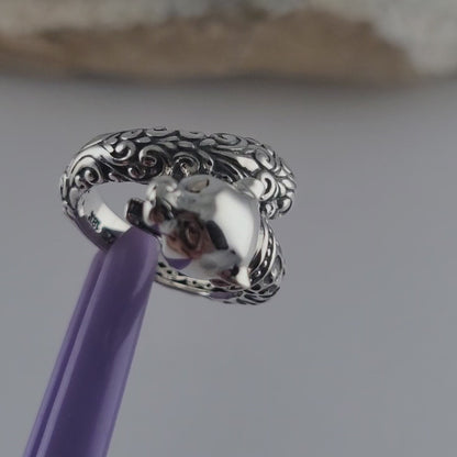 925 Sterling Silver and 18K Yellow Gold Panther Head Design Ring Size 5