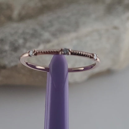 14K Rose Gold Diamonds Dainty Ring Size 6.75 Solid Gold