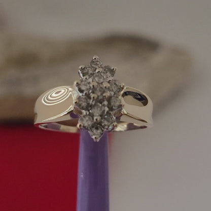 ❤️10k Size 7 Precious Solid Yellow Gold Genuine Diamond Cluster Ring!