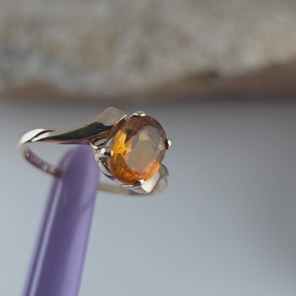 14K Yellow Gold Citrine Gemstone Bypass Ring Size 5.25 - Solid Gold