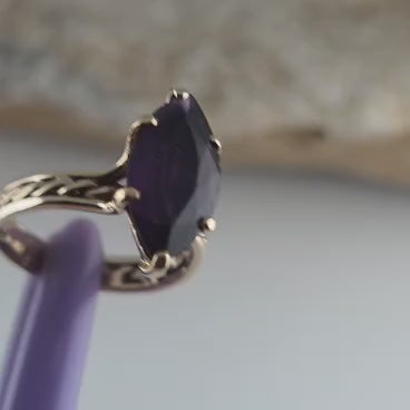 Vintage 14K Yellow Gold Purple Amethyst Pinky Ring Size 3.25 - Solid Gold