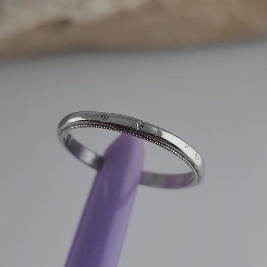 Vintage 14K White Gold Classic Band Ring Size 5.5 - Solid Gold