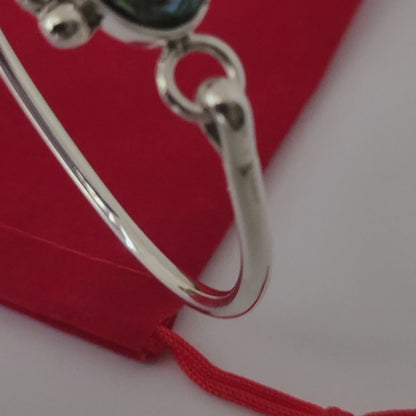 ❤️925 Precious Sterling Silver Paua Shell Bangle Design Bracelet!