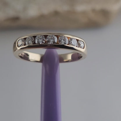 14K Yellow Gold Genuine Diamonds Band Ring Size 6.5 - Solid Gold