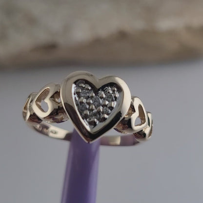 14K Yellow Gold Heart-Shaped Genuine Diamonds Ring Size 5.75 - Solid Gold