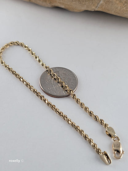 14k Yellow Gold Rope Design Bracelet, Solid Gold