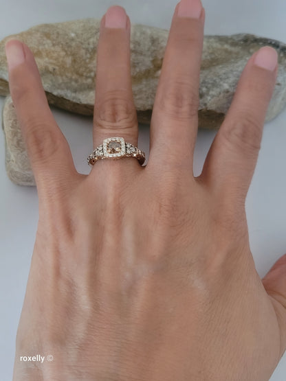 Le Vian 14K Rose Gold Diamond Ring Size 6.5, CTW Natural White & Chocolate Brown Diamonds