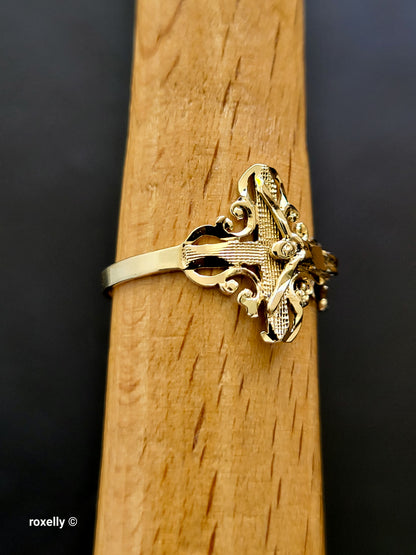 10K Yellow Gold Crucifix Design Ring, Size 6.75, Solid Gold