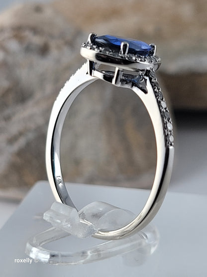$2,000 EFFY 14K White Gold Sapphire and Diamond Ring, Solid Gold!