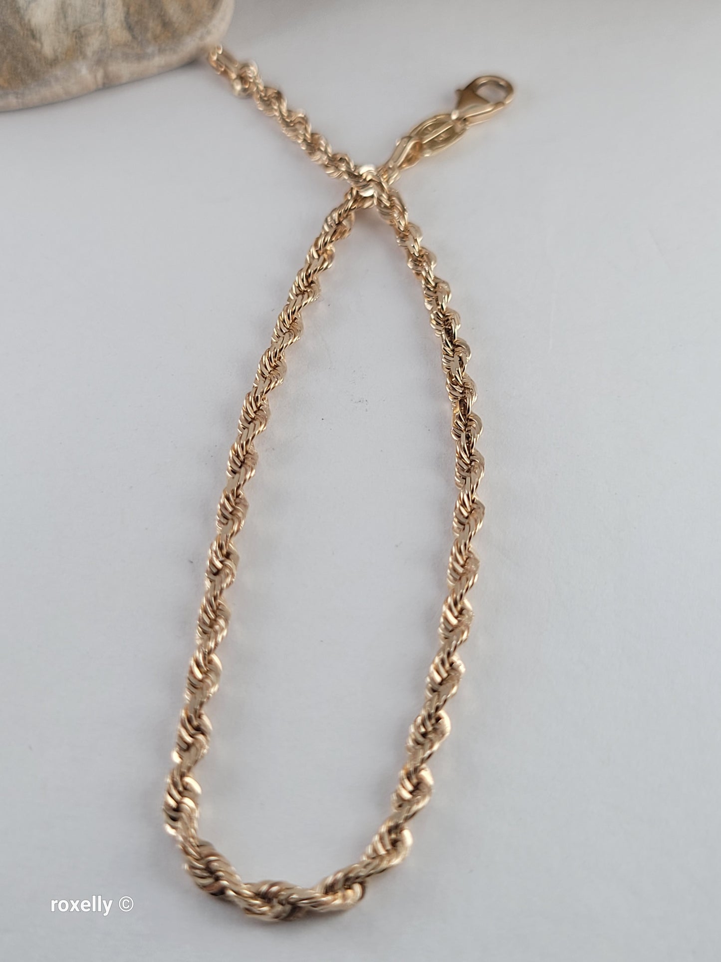 14K Yellow Gold Diamond-Cut Rope Bangle Bracelet - Made in Peru!