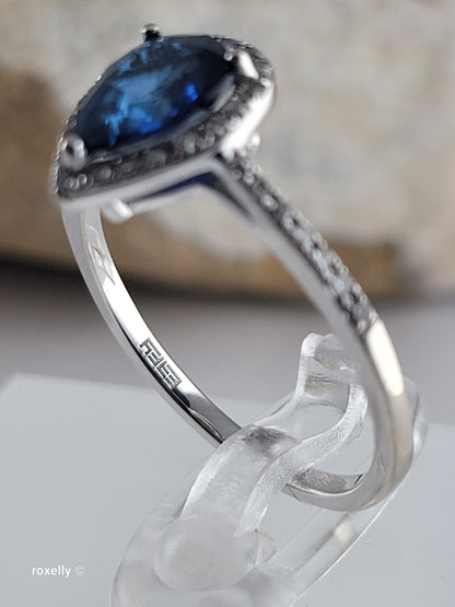 $2,000 EFFY 14K White Gold Sapphire and Diamond Ring, Solid Gold!