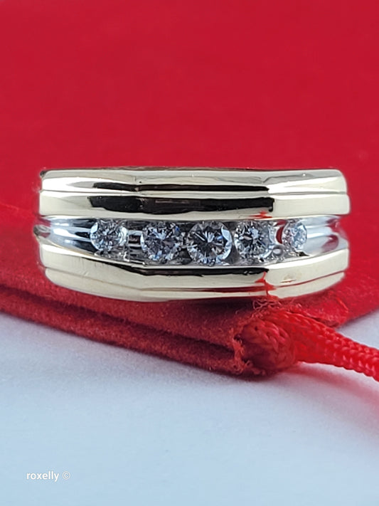 14K Yellow Gold Genuine Diamonds Cocktail Ring Size6.75, Solid Gold!