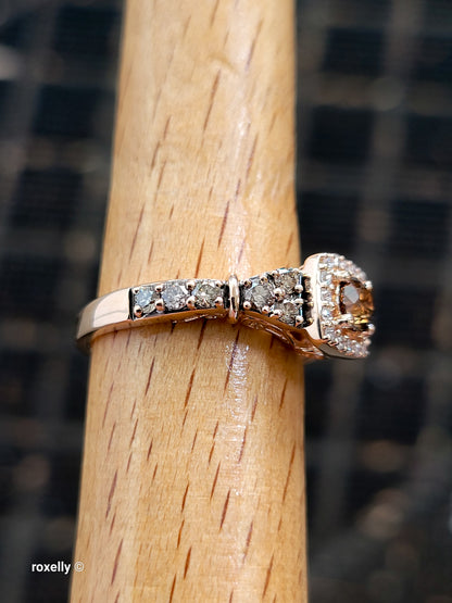 Le Vian 14K Rose Gold Diamond Ring Size 6.5, CTW Natural White & Chocolate Brown Diamonds