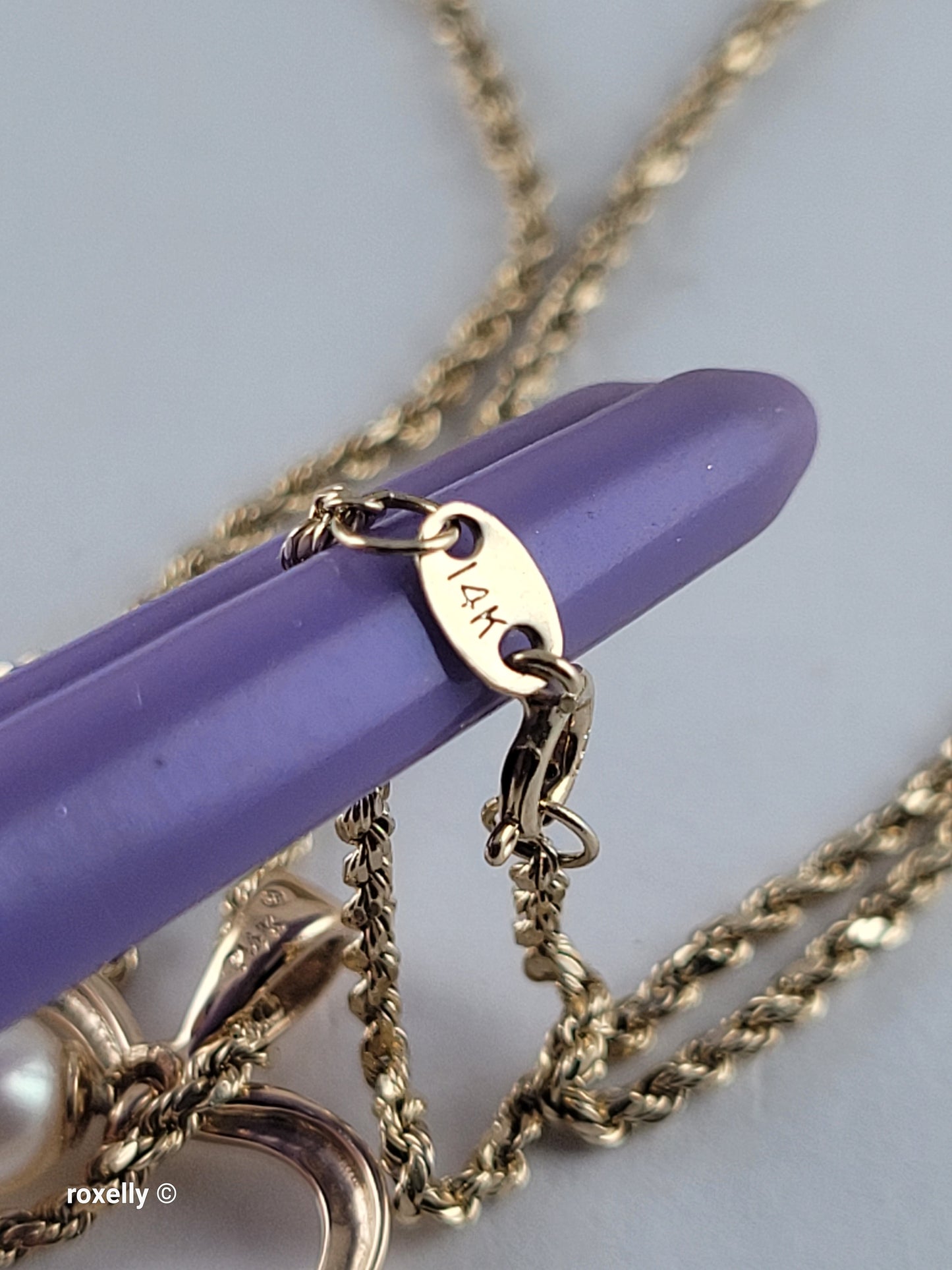 14K Yellow Gold Diamond Cut Rope Chain and Fresh-Water Pearl Heart Pendant!