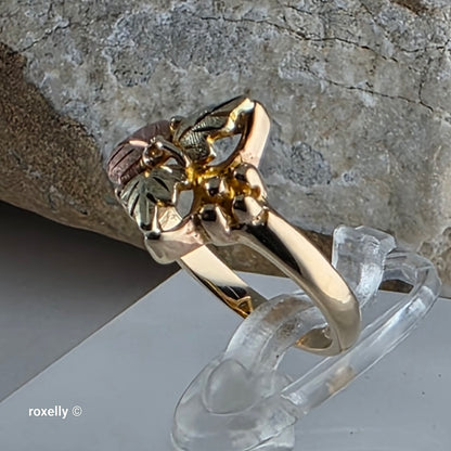 10K Yellow and Rose Gold Black Hills Leaves Ring Size 3, Solid Gold!