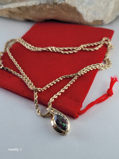 10K Yellow Gold Rope Chain and Mystic Pendant!