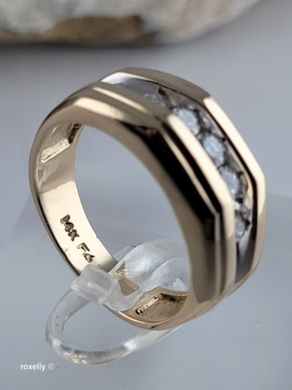 14K Yellow Gold Genuine Diamonds Cocktail Ring Size6.75, Solid Gold!
