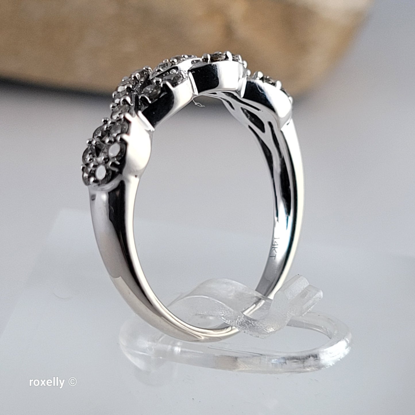 LeVian 14K White Gold Chocolate & Vanilla Diamond Infinity Ring Size 6.5 - Solid Gold!