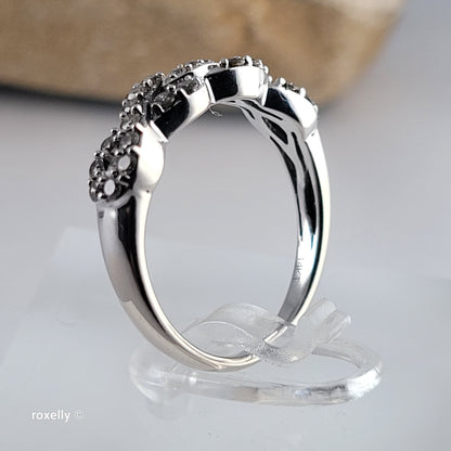 LeVian 14K White Gold Chocolate & Vanilla Diamond Infinity Ring Size 6.5 - Solid Gold!