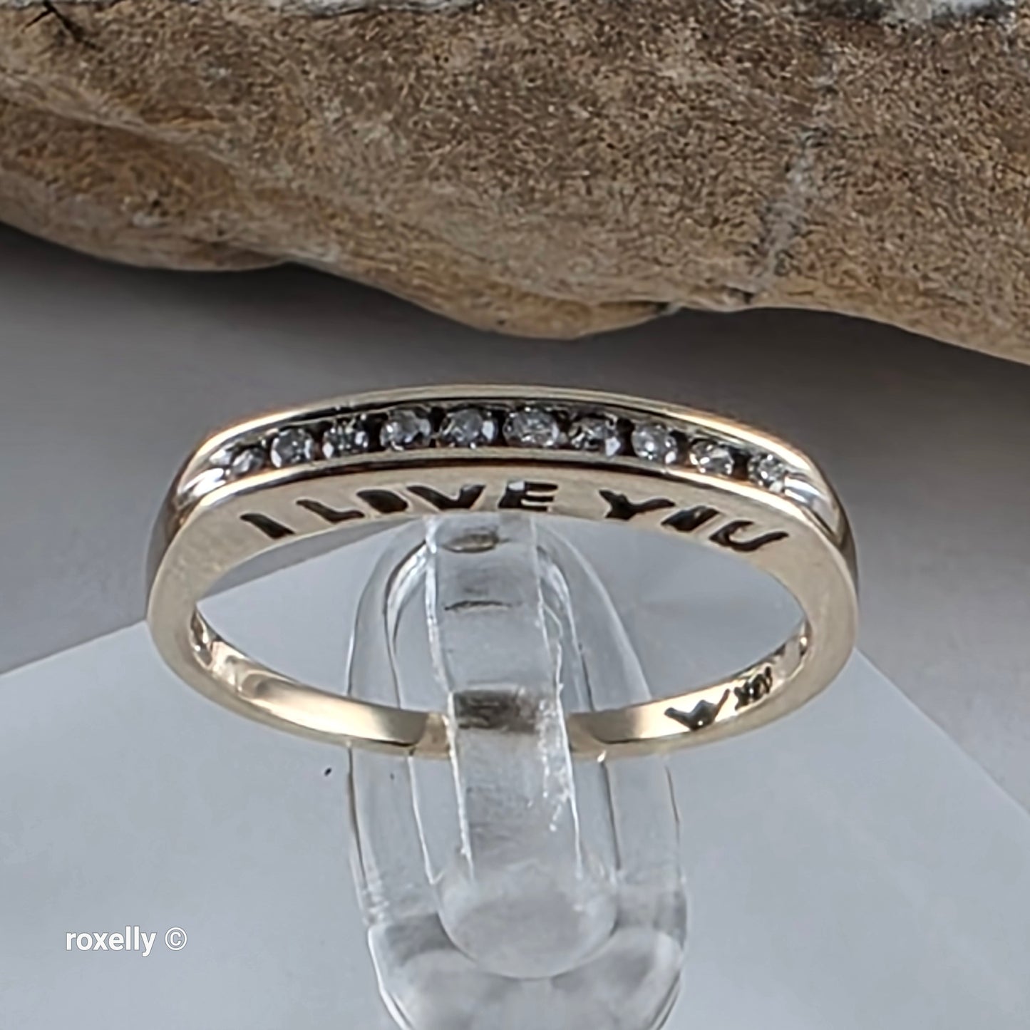 10K Yellow Gold Genuine Diamond "I Love You” Ring Size 6.75, Solid Gold!