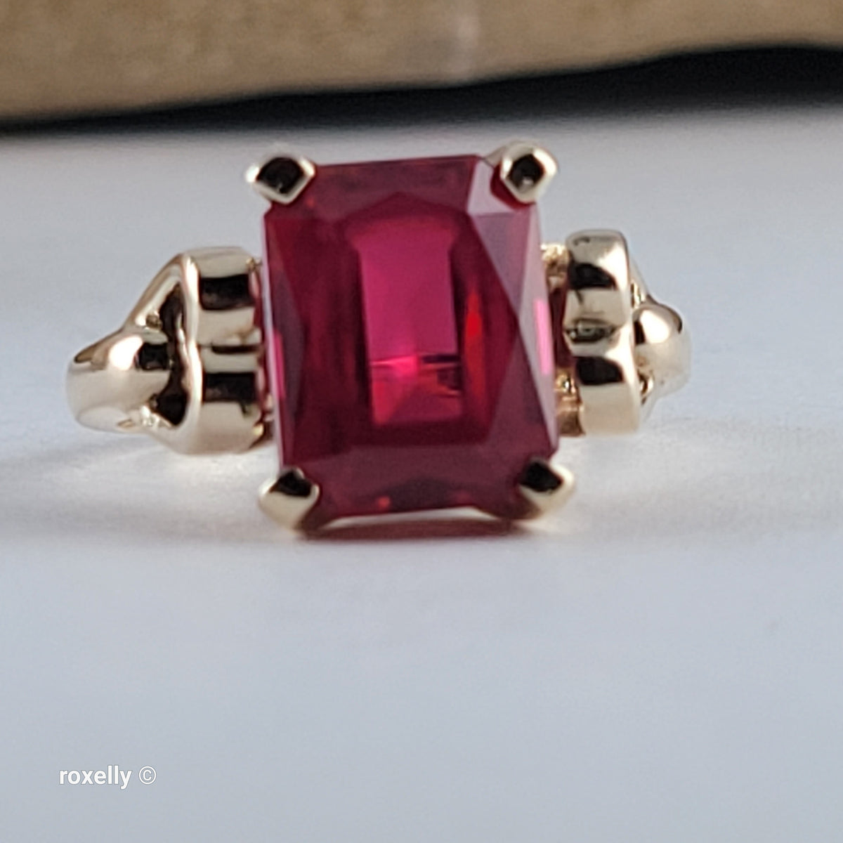 10K Yellow Gold Ruby Gemstone Ring Size 4.25 - Solid Gold!