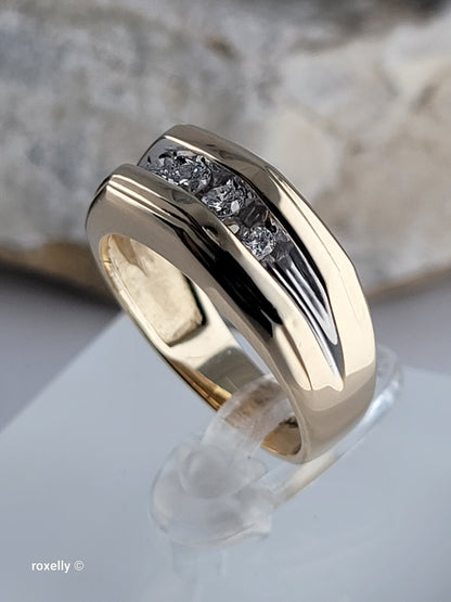 14K Yellow Gold Genuine Diamonds Cocktail Ring Size6.75, Solid Gold!