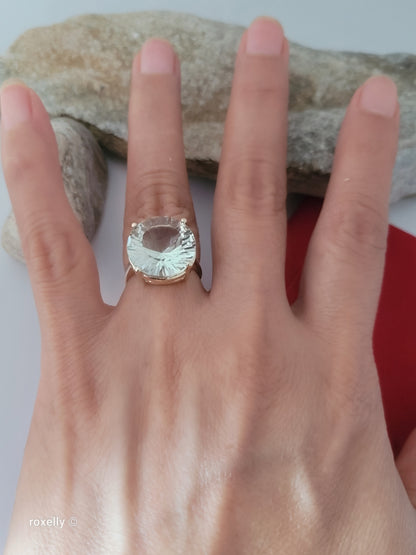 Effy 14K Yellow Gold Green Amethyst Ring Size 5, Solid Gold!